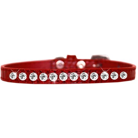 MIRAGE PET PRODUCTS One Row Clear Jewel Croc Dog CollarRed Size 14 720-05 RDC14